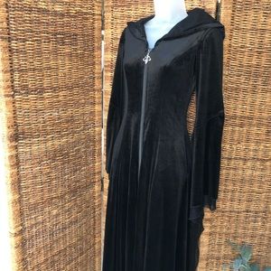 Gothic Velvet Hooded Long Dress by Pink Rave